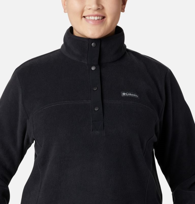 Women's Columbia Benton Springs 1/2 Snap Sweatshirts Black | Plus Size CA-P8306
